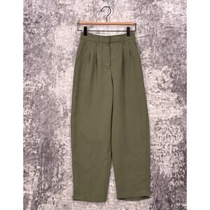 Wilfred Pants 00 Womens Aritzia Green Carrot Effortless Crepette Pleated Trouser